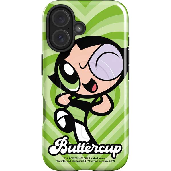 Cartoon Network Powerpuff Girls Buttercup Green Hearts iPhone 16 Plus Magsafe Impact Case