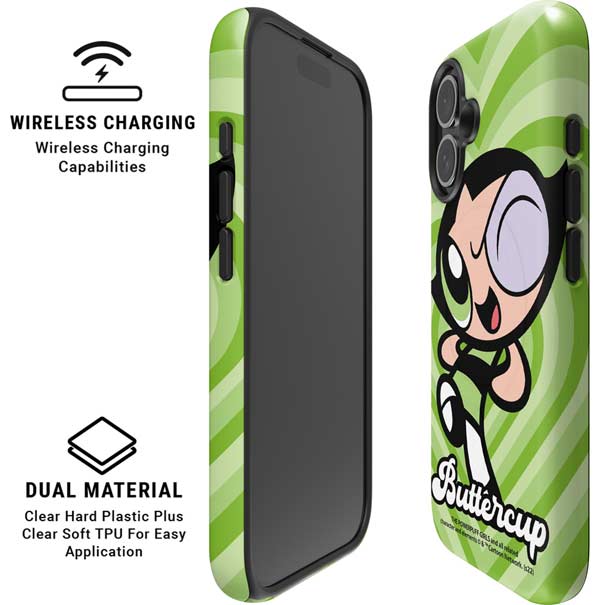 Cartoon Network Powerpuff Girls Buttercup Green Hearts iPhone 16 Plus Magsafe Impact Case