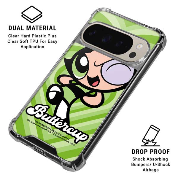 Cartoon Network Powerpuff Girls Buttercup Green Hearts Pixel 9 Pro XL Clear Case