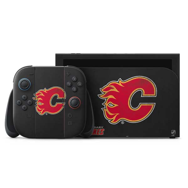 NHL Calgary Flames Distressed Nintendo Switch 2 (2025) with Joy-Con Skin