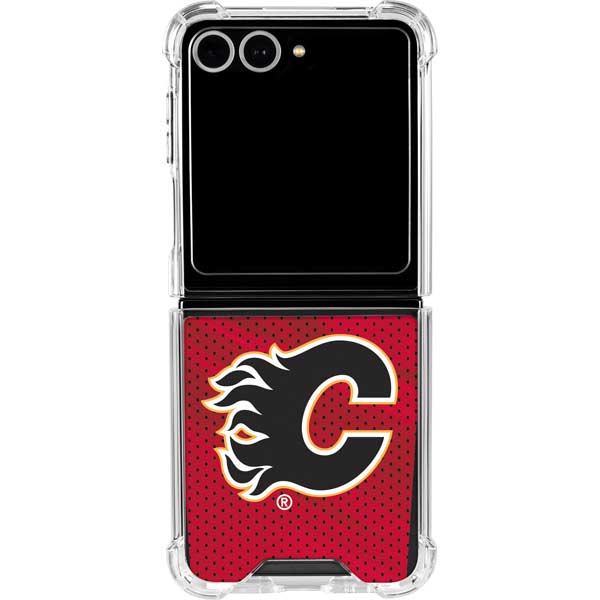 NHL Calgary Flames Home Jersey Galaxy Z Flip7 Clear Case