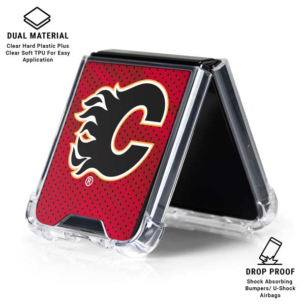 NHL Calgary Flames Home Jersey Galaxy Z Flip7 Clear Case
