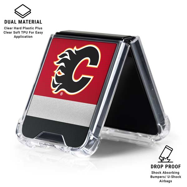 NHL Calgary Flames Jersey Galaxy Z Flip7 Clear Case