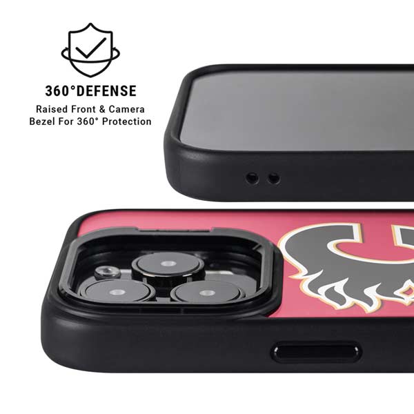 NHL Calgary Flames Solid Background iPhone 14 Pro Max Kickstand Case