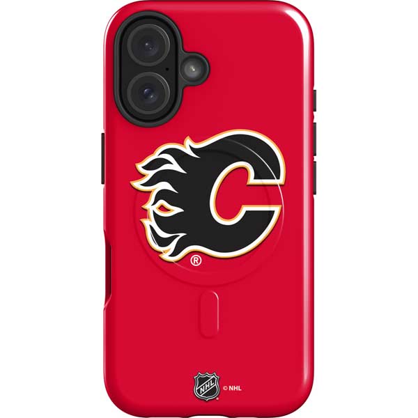 NHL Calgary Flames Solid Background iPhone 16 Plus Magsafe Impact Case