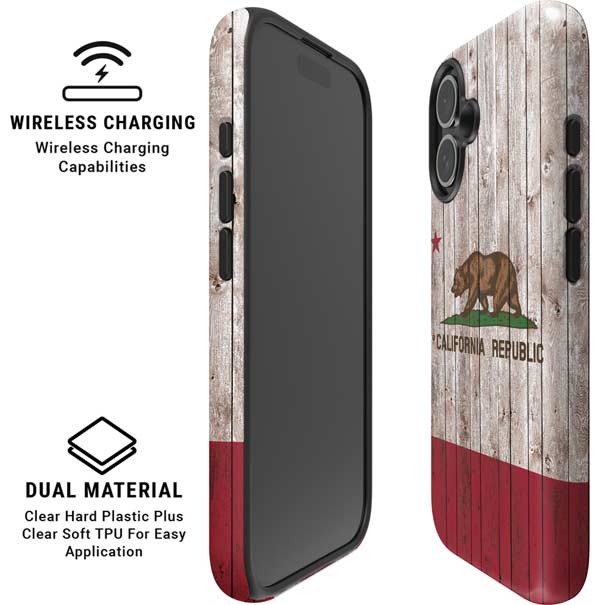 California Flag Dark Wood iPhone 16 Plus Magsafe Impact Case