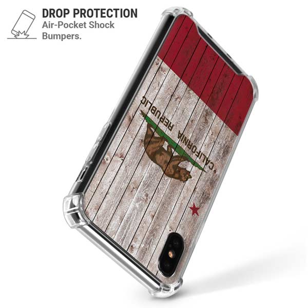 California Flag Dark Wood iPhone X/XS Clear Case