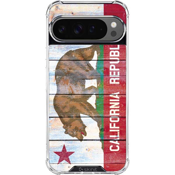 California Flag Light Wood Google Pixel 10 Pro XL Clear Case