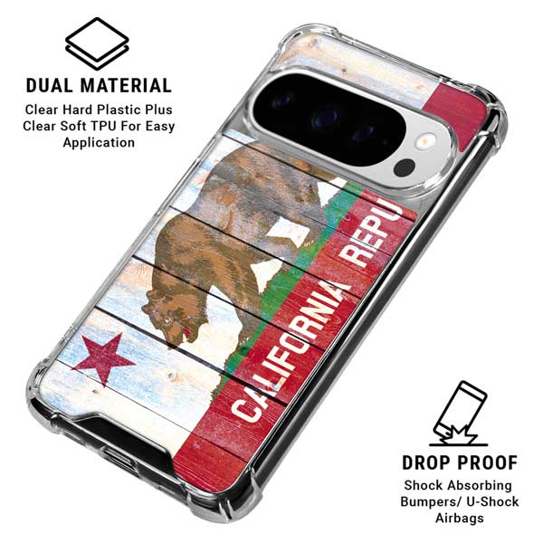 California Flag Light Wood Google Pixel 10 Pro XL Clear Case