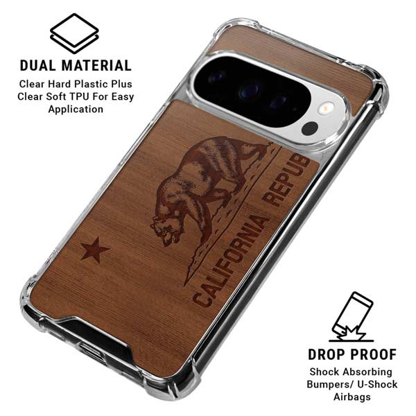 California Wood Flag Google Pixel 10 Pro Clear Case