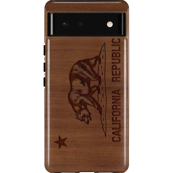 California Wood Flag Pixel Cases