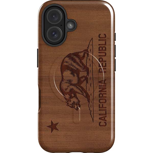 California Wood Flag iPhone 16 Plus Magsafe Impact Case