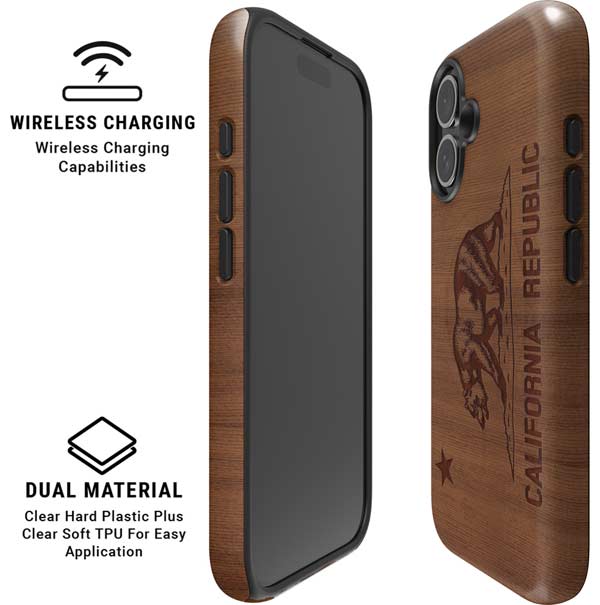 California Wood Flag iPhone 16 Plus Magsafe Impact Case