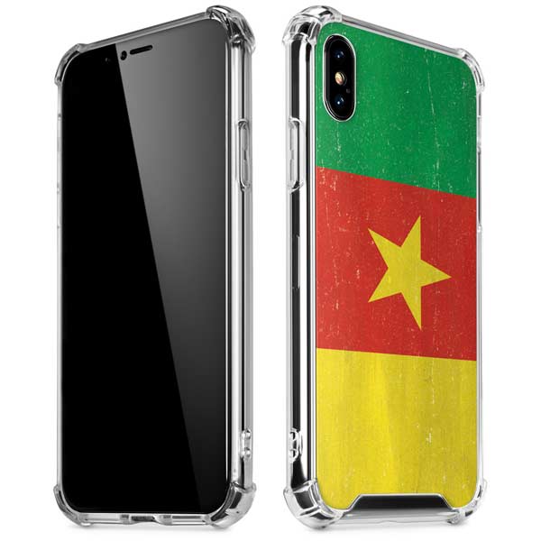 Cameroon Flag Distressed iPhone X/XS Clear Case