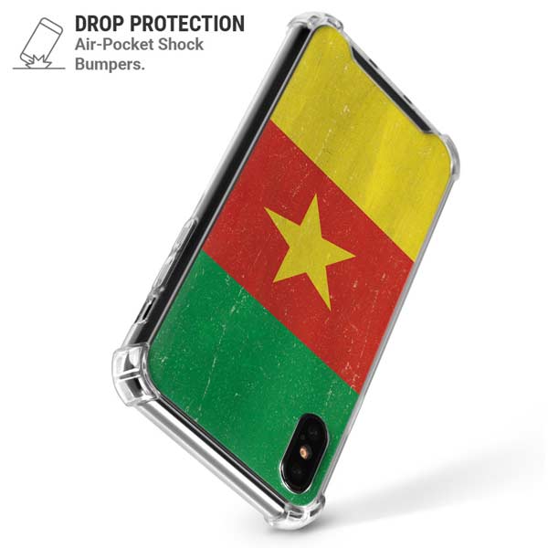 Cameroon Flag Distressed iPhone X/XS Clear Case