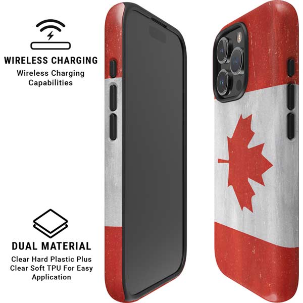Canada Flag Distressed iPhone 16 Pro Magsafe Impact Case