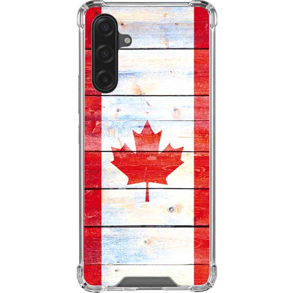 Canada Flag Light Wood Galaxy Cases