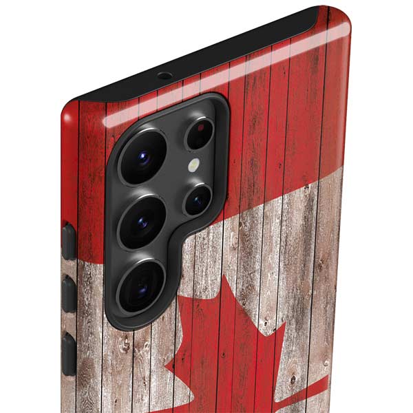 Canadian Flag Dark Wood Galaxy S23 Ultra Pro Case