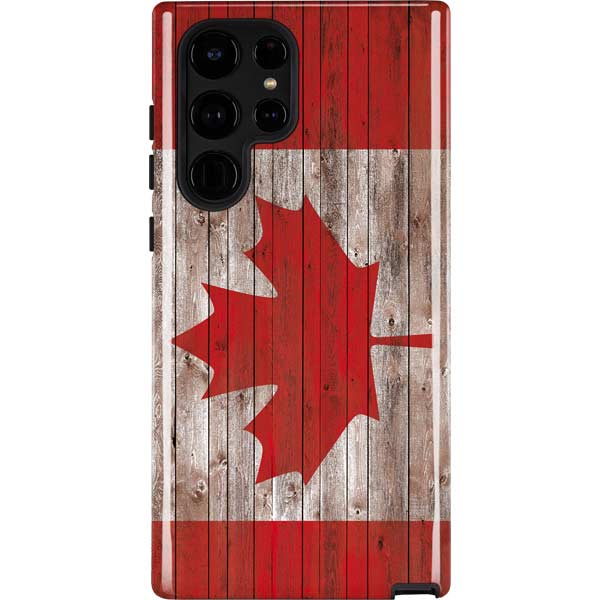 Canadian Flag Dark Wood Galaxy Cases