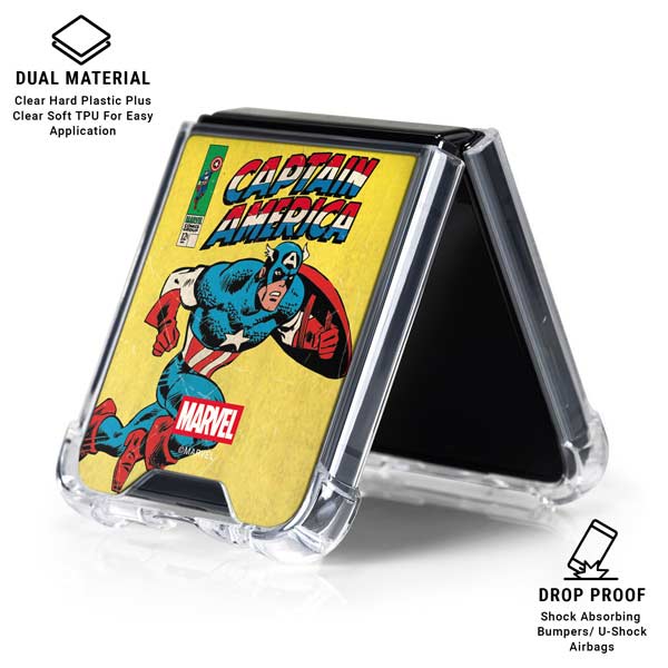 Marvel Classic Comics Captain America Galaxy Z Flip7 Clear Case