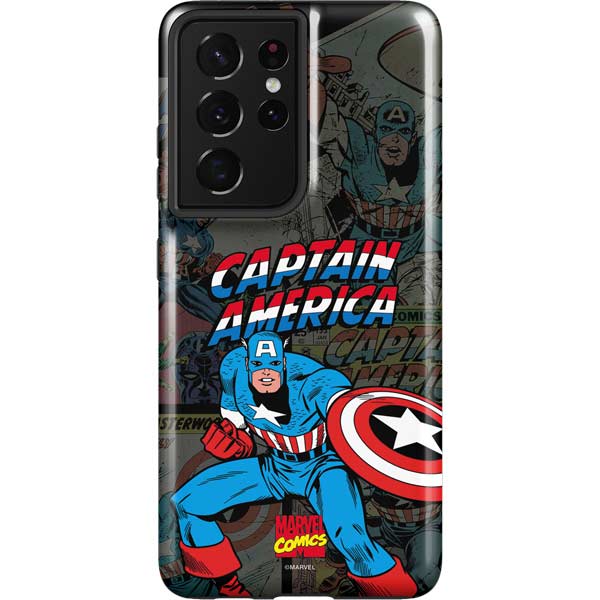 Marvel Classic Comics Captain America Vintage Galaxy S21 Ultra 5G Pro Case