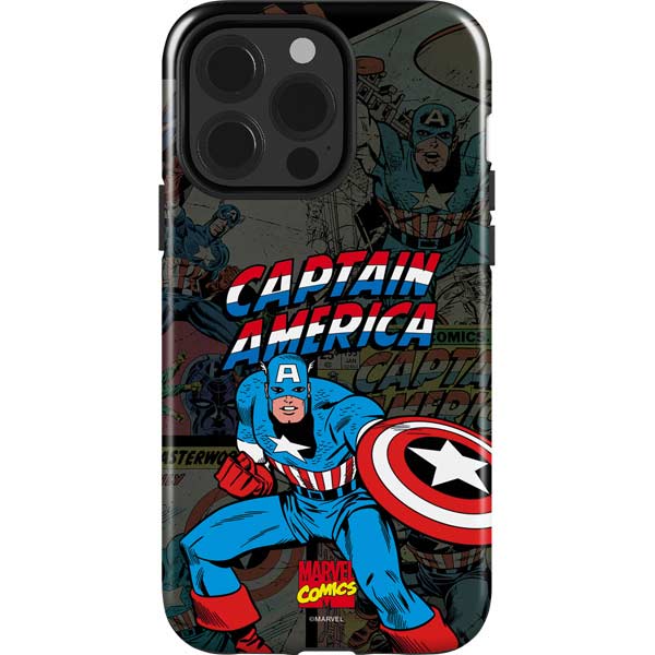 Marvel Classic Comics Captain America Vintage iPhone 15 Pro Impact Case