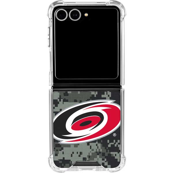 NHL Carolina Hurricanes Camo Galaxy Z Flip7 Clear Case