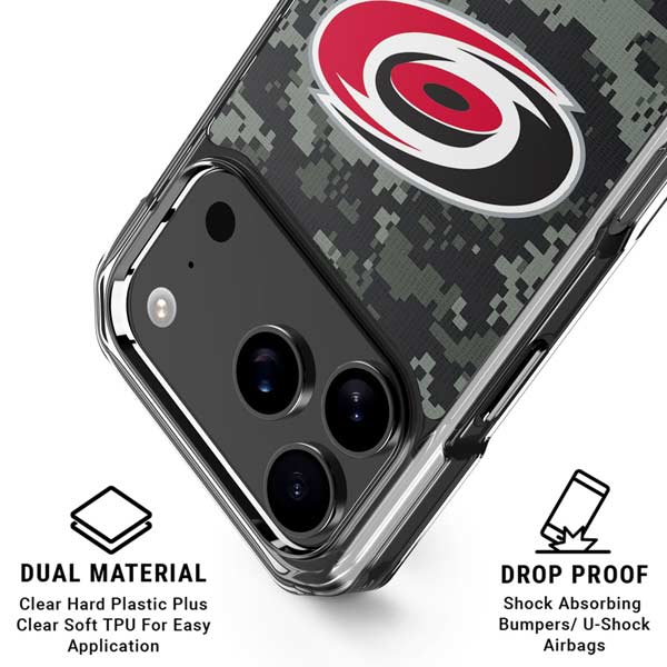 NHL Carolina Hurricanes Camo iPhone 17 Pro Clear Case