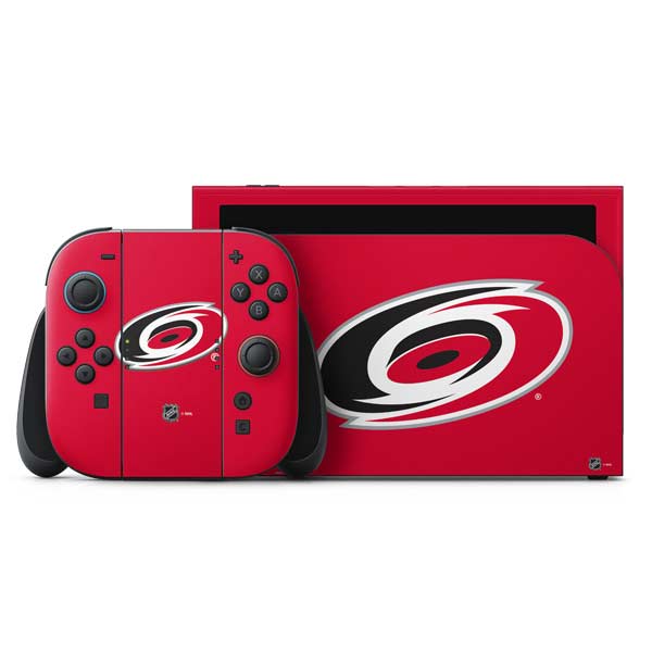 NHL Carolina Hurricanes Solid Background Nintendo Switch 2 (2025) with Joy-Con Skin