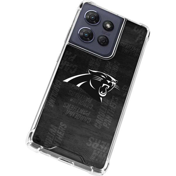 NFL Carolina Panthers Black & White Moto G 5G (2025) Clear Case