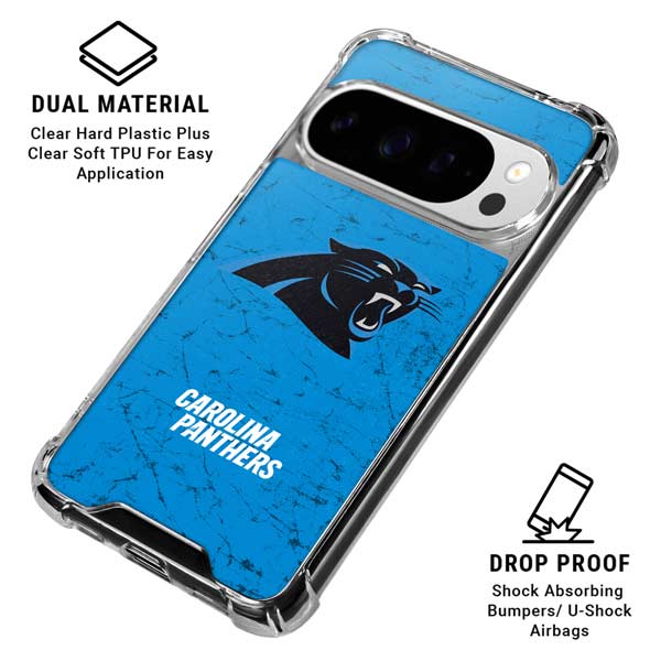 NFL Carolina Panthers Distressed Alternate Google Pixel 10 Pro XL Clear Case