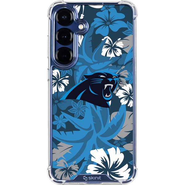 NFL Carolina Panthers Tropical Print Galaxy S25 Plus Clear Case