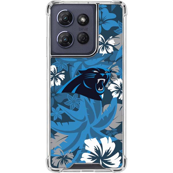 NFL Carolina Panthers Tropical Print Moto G 5G (2025) Clear Case