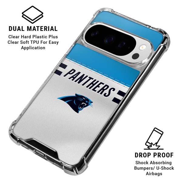 NFL Carolina Panthers White Striped Google Pixel 10 Pro Clear Case