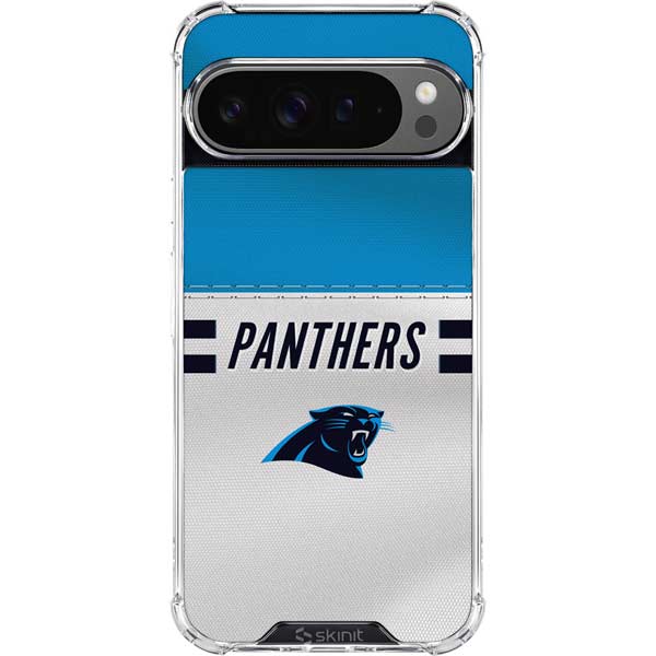 NFL Carolina Panthers White Striped Google Pixel 10 Pro XL Clear Case