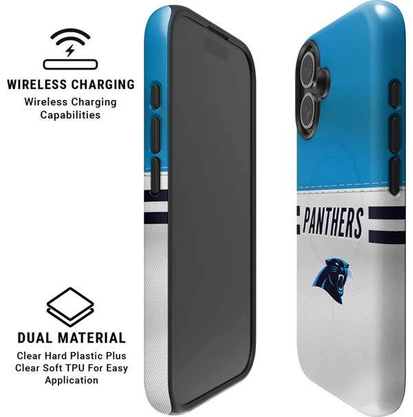 NFL Carolina Panthers White Striped iPhone 16 Magsafe Impact Case