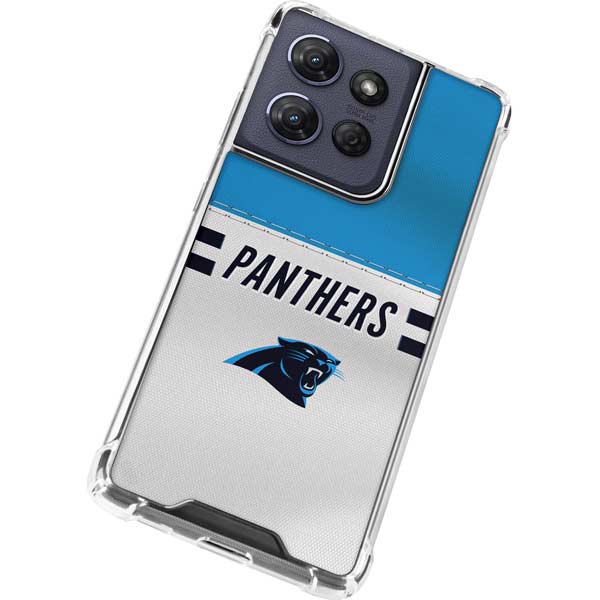 NFL Carolina Panthers White Striped Moto G Play 5G (2025) Clear Case