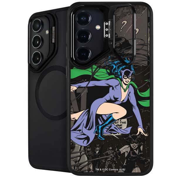 DC Comics Catwoman Vintage Action Pose Pattern Galaxy S26 Plus Kickstand Case