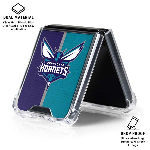 NBA Charlotte Hornets Canvas Galaxy Z Flip7 Clear Case