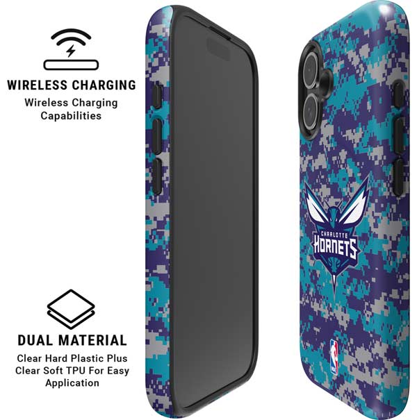 NBA Charlotte Hornets Digi Camo iPhone 16 Magsafe Impact Case
