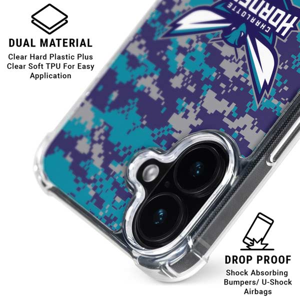 NBA Charlotte Hornets Digi Camo iPhone 17 Clear Case