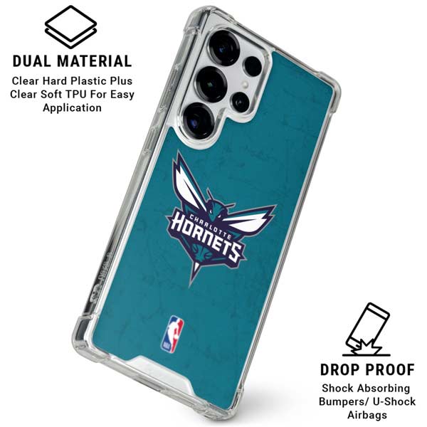 NBA Charlotte Hornets Distressed Galaxy S25 Ultra Clear Case
