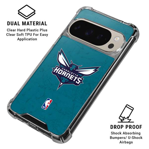 NBA Charlotte Hornets Distressed Google Pixel 9 Pro XL Clear Case