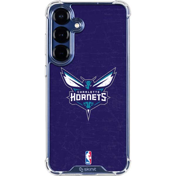 NBA Charlotte Hornets Distressed-Purple Galaxy S25 Plus Clear Case