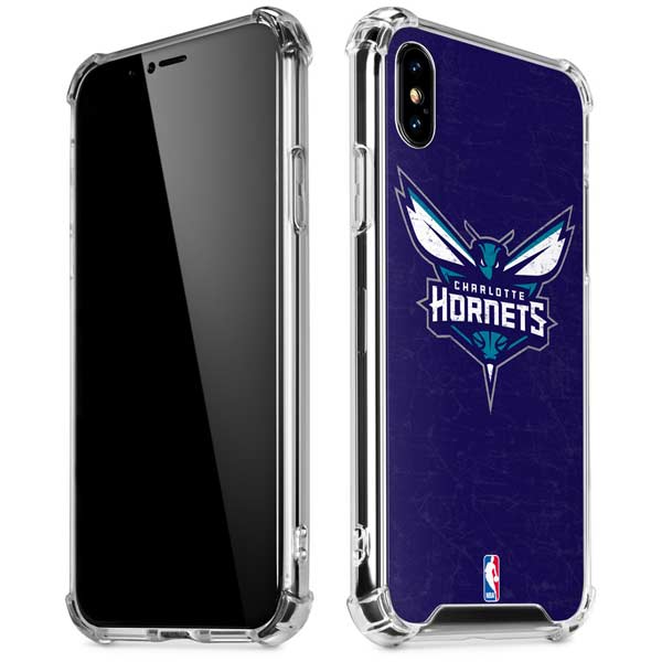 NBA Charlotte Hornets Distressed-Purple iPhone X/XS Clear Case