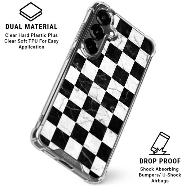 Checkered Marble Galaxy S26 Clear Case