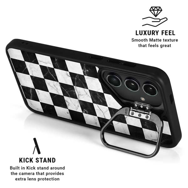 Checkered Marble Galaxy S26 Ultra Kickstand Case