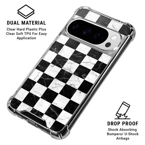 Checkered Marble Google Pixel 10 Pro XL Clear Case