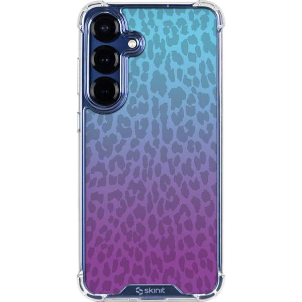 Cheetah Print Purple and Blue Galaxy S25 Plus Clear Case