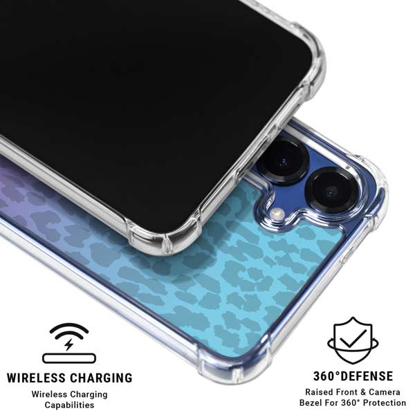 Cheetah Print Purple and Blue Galaxy S25 Plus Clear Case